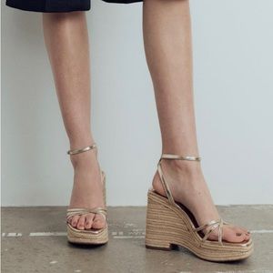 Metallic wedge sandals